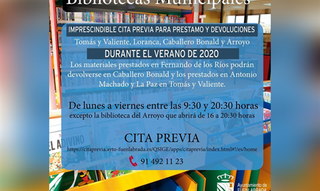 Bibliotecas municipales están abiertas únicamente para devoluciones y préstamos.