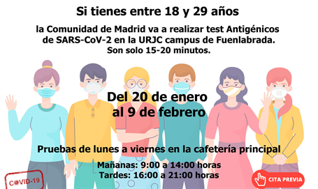 Campaña de test de antígenos que realiza la Comunidad de Madrid en el Campus de Fuenlabrada