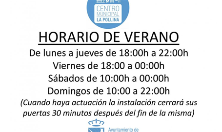 Horario de verano del C.M. La Pollina