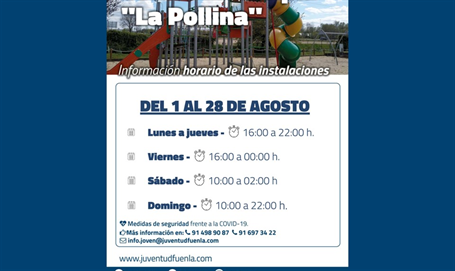 Horarios del Centro Municipal La Pollina -  Agosto 2022 -